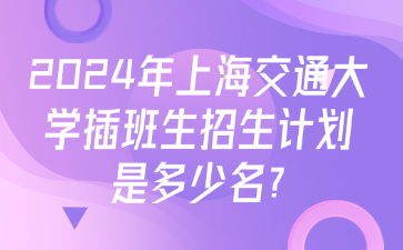 2024年上海交通大学插班生招生计划是多少名?